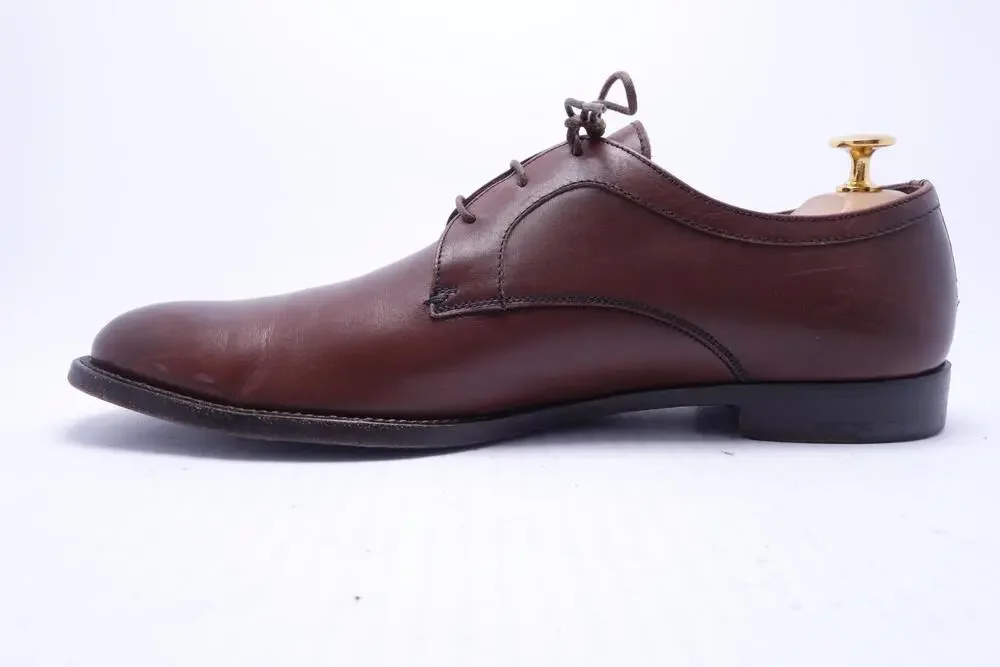 Ermenegildo Zegna Shoes Mens Size 10 Brown Leather Derby Dress Made In Italy